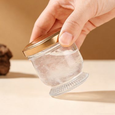 Wholesale lotus shape empty 60ml 85ml 130ml bird nest bottle glass jar with airtight lid