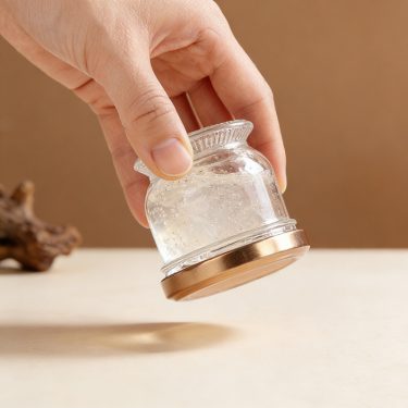 Wholesale lotus shape empty 60ml 85ml 130ml bird nest bottle glass jar with airtight lid