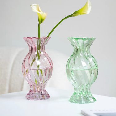 Colored striped glass flower vases for centerpieces wholesale