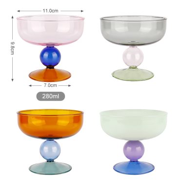 Bulk colorful glass ice cream cup dessert glass cup ice cream bowl