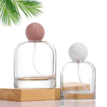 Empty 50ml 100ml high quality clear glass perfume bottle with lid wholesale