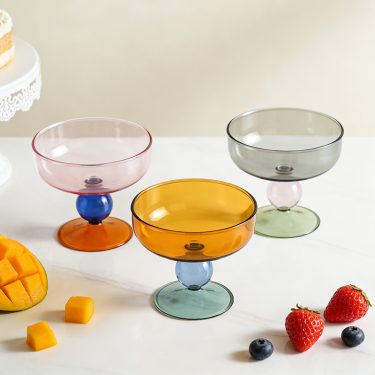 Bulk colorful glass ice cream cup dessert glass cup ice cream bowl