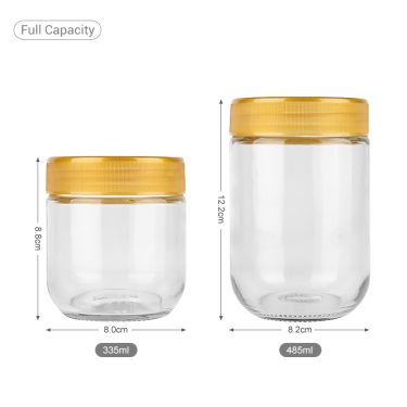 335ml 485ml 11oz 16oz Bulk round glass honey storage jar with plastic screw lid