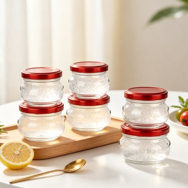 80ml 100ml 150ml 200ml High quality caviar edible bird’s nest glass jar with metal lid
