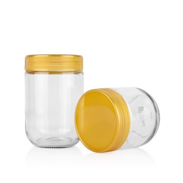 335ml 485ml 11oz 16oz Bulk round glass honey storage jar with plastic screw lid