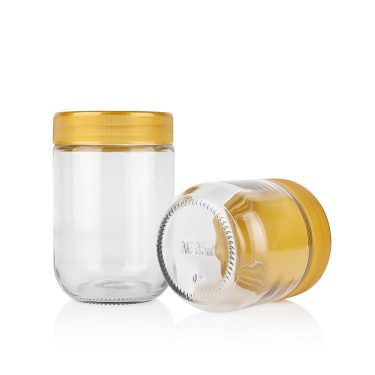 335ml 485ml 11oz 16oz Bulk round glass honey storage jar with plastic screw lid