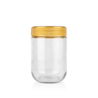 335ml 485ml 11oz 16oz Bulk round glass honey storage jar with plastic screw lid