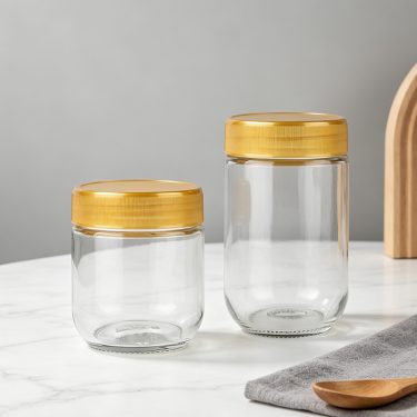 335ml 485ml 11oz 16oz Bulk round glass honey storage jar with plastic screw lid