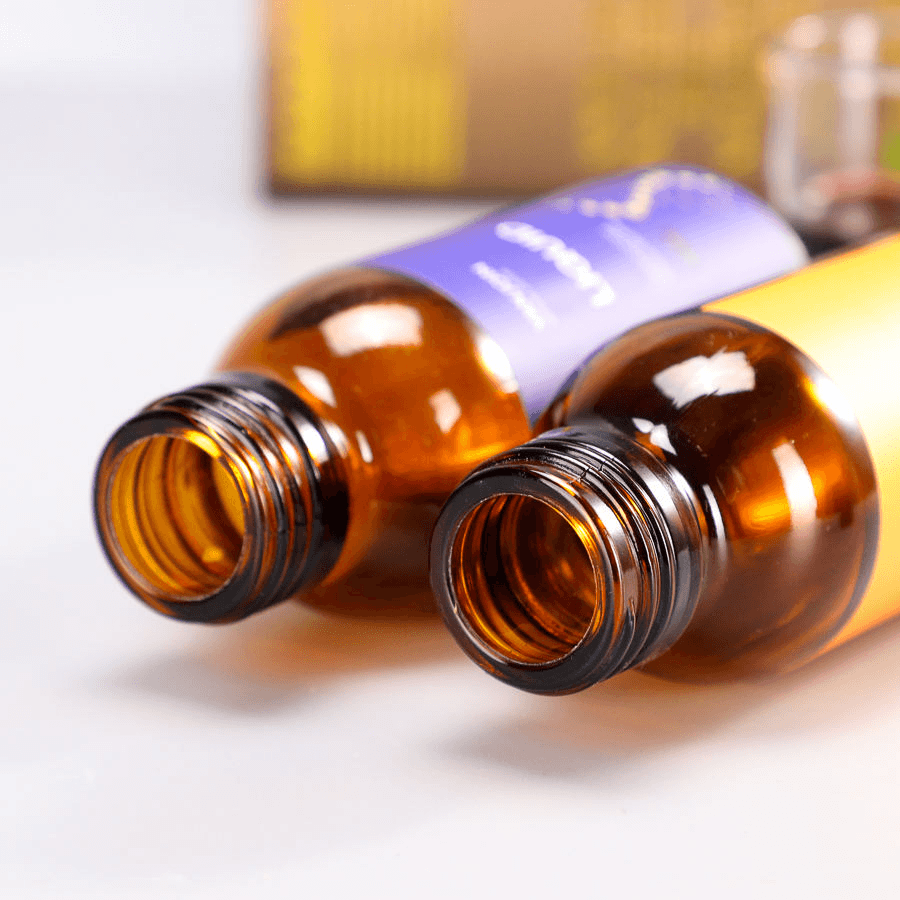 100ml Custom Labels Amber Round Glass Tube Bottle with Screw Lids for Nutrient Solution and Health Supplement Packaging
