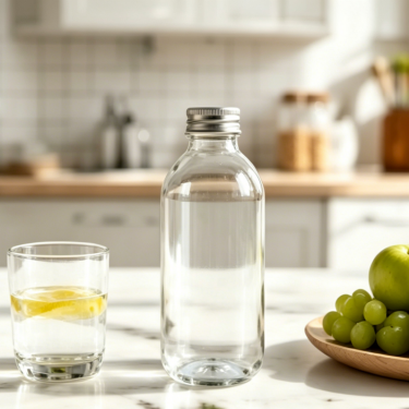 Clear Glass Beverage Bottle with Screw Cap Reusable Water Bottle Food Grade Glass Container