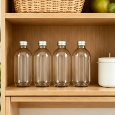 Clear Glass Beverage Bottle with Screw Cap Reusable Water Bottle Food Grade Glass Container