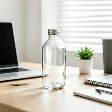 Clear Glass Beverage Bottle with Screw Cap Reusable Water Bottle Food Grade Glass Container