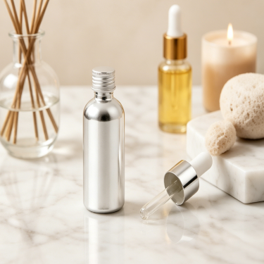 Silver-Plated Glass Essential Oil Bottle with Screw Cap Leakproof Aromatherapy Container 100ml