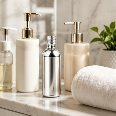 Silver-Plated Glass Essential Oil Bottle with Screw Cap Leakproof Aromatherapy Container 100ml