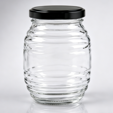 Classic Round Glass Food Storage Jar with Black Lid Clear Airtight Kitchen Candy Tea Cookie Container