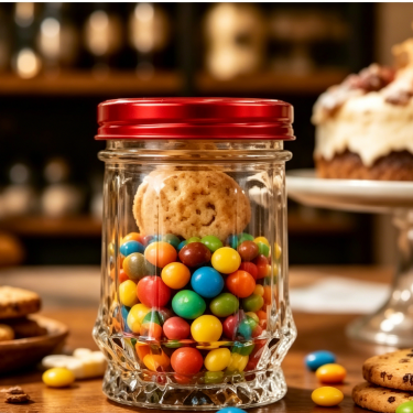 150ml Clear Glass Food Jar with Red Metal Lid Mini Storage Container for Jam Honey Spice Yogurt Dessert and Candy