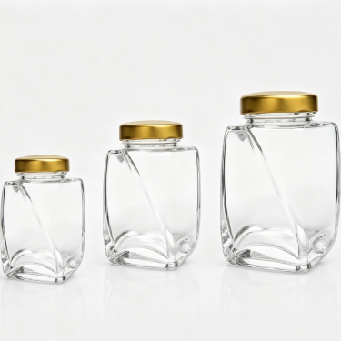 Premium Glass Food Storage Jar with Gold Lid Airtight Kitchen Snack Candy Coffee Tea Container 350ml