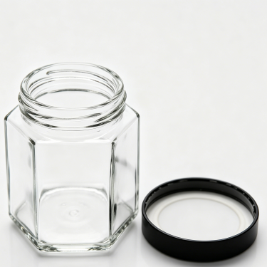 400ml Square Glass Food Jar with Black Lid Airtight Kitchen Storage Container