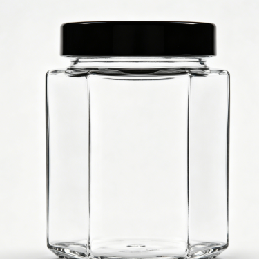 400ml Square Glass Food Jar with Black Lid Airtight Kitchen Storage Container