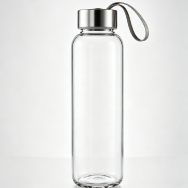 Clear Glass Water Bottle with Stainless Steel Lid Portable Leakproof for Daily Use