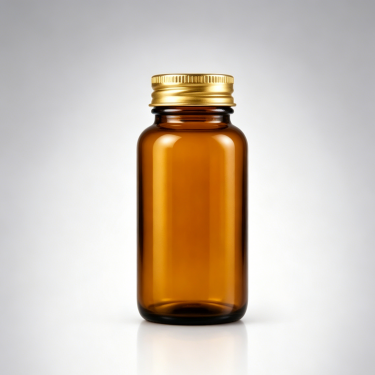 Amber Glass Medicine Bottle with Golden Screw Cap Reusable Airtight for Storage