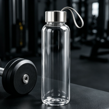Clear Glass Water Bottle with Stainless Steel Lid Portable Leakproof for Daily Use