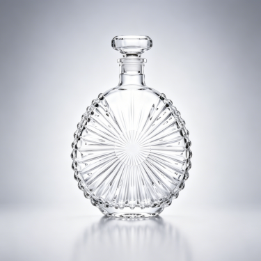 750ml Sunburst Pattern Crystal Glass Wine Decanter Bottle for Liquor Storage