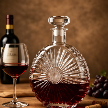 750ml Sunburst Pattern Crystal Glass Wine Decanter Bottle for Liquor Storage