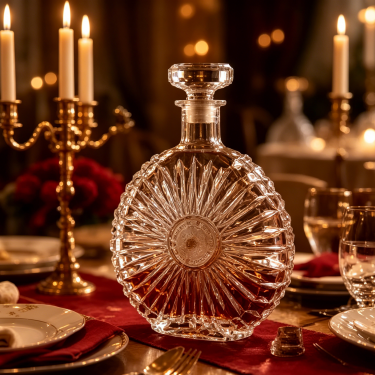 750ml Sunburst Pattern Crystal Glass Wine Decanter Bottle for Liquor Storage