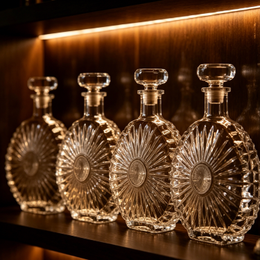 750ml Sunburst Pattern Crystal Glass Wine Decanter Bottle for Liquor Storage