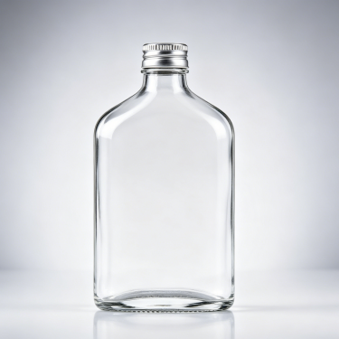 350ml Flat Clear Reusable Glass Wine Bottle for Liquor and Kitchen Storage