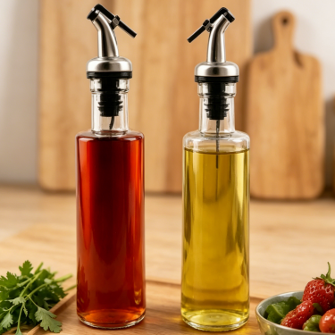 300ml Durable Glass Oil Bottle Leak-Proof Pour Control Seasoning Bottle Kitchen Storage Tabletop Condiment Jar