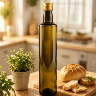Amber Glass Olive Oil Bottle Food Grade Dark Glass Oil Dispenser Leakproof Pour Spout Reusable Liquid Condiment Container
