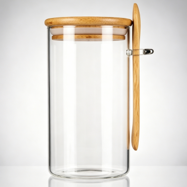 Premium Glass Food Storage Jar with Bamboo Lid Airtight Kitchen Container for Coffee Tea Snacks Candy Dry Food Storage