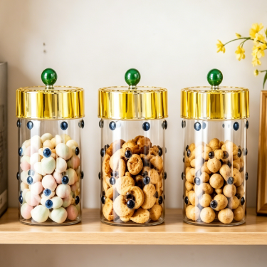 Luxury Decorative Glass Food Jar Modern Airtight Candy Cookie Storage Container for Kitchen Home Decoration