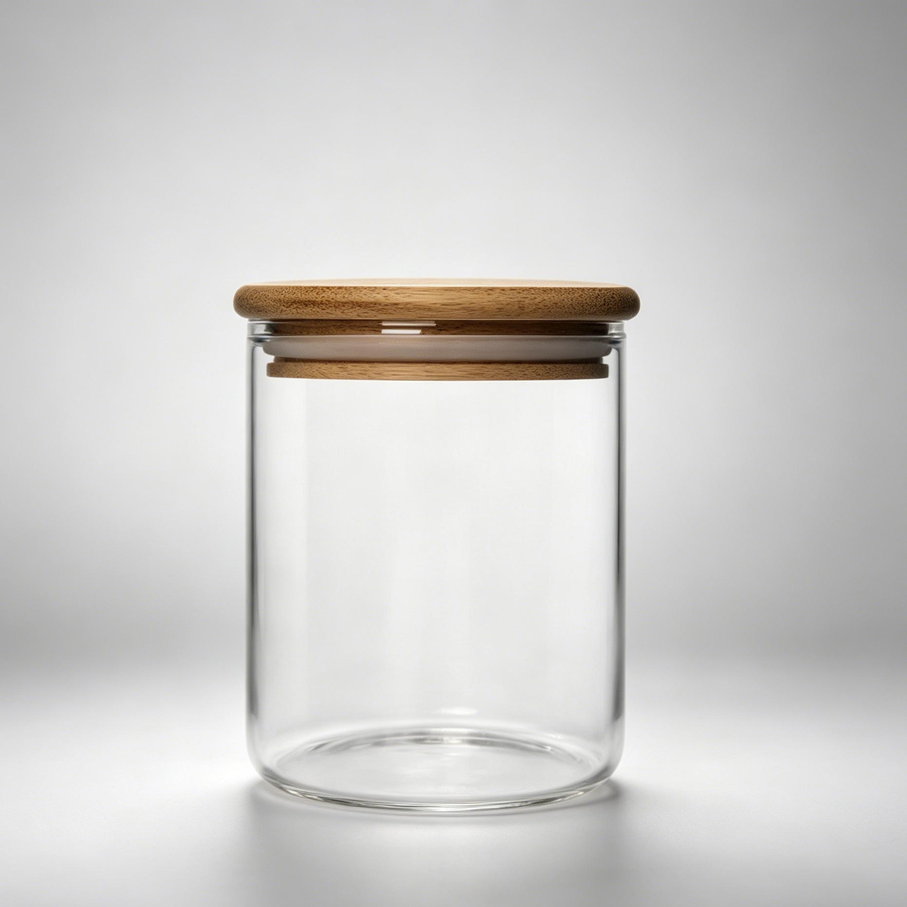 450ml Clear Glass Storage Jar with Wooden Lid Leakproof Heat Resistant Kitchen Container