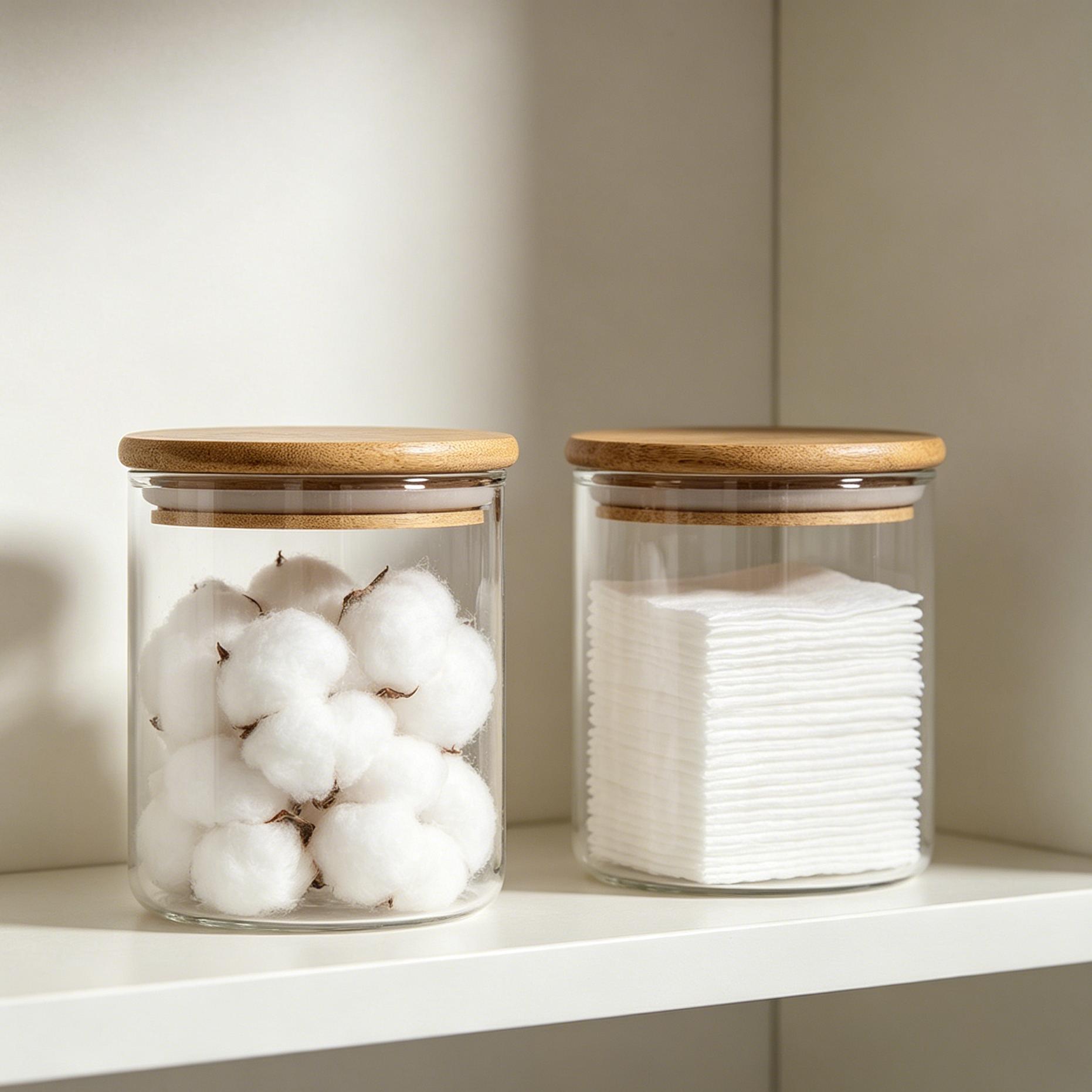 450ml Clear Glass Storage Jar with Wooden Lid Leakproof Heat Resistant Kitchen Container