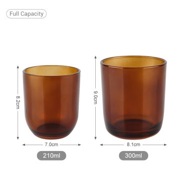 200ml 300ml 7oz 10oz Wide mouth amber glass candle jars with lids wholesale
