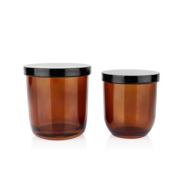 200ml 300ml 7oz 10oz Wide mouth amber glass candle jars with lids wholesale