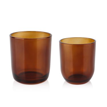200ml 300ml 7oz 10oz Wide mouth amber glass candle jars with lids wholesale