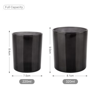 220ml 320ml custom black glass candle container candle jar with lid wholesale