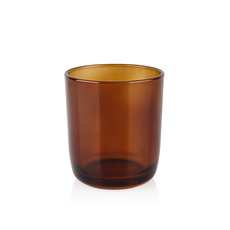 200ml 300ml 7oz 10oz Wide mouth amber glass candle jars with lids wholesale