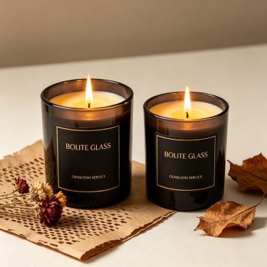 220ml 320ml custom black glass candle container candle jar with lid wholesale