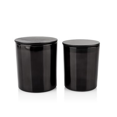 220ml 320ml custom black glass candle container candle jar with lid wholesale