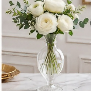 Elegant Clear Blown Glass Vase Vintage Pedestal Flower Vase Decorative Centerpiece for Home Wedding Hotel Decoration