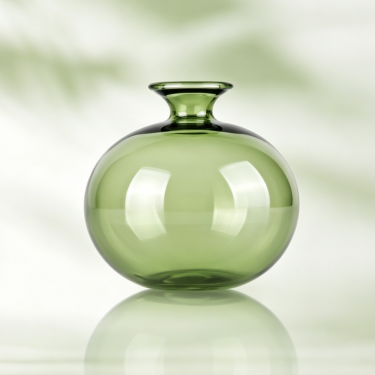 Modern Green Blown Glass Vase Round Decorative Flower Holder Minimalist Nordic Centerpiece Vase for Home Wedding Decoration