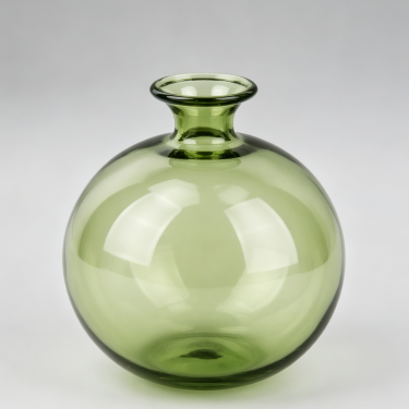 Modern Green Blown Glass Vase Round Decorative Flower Holder Minimalist Nordic Centerpiece Vase for Home Wedding Decoration