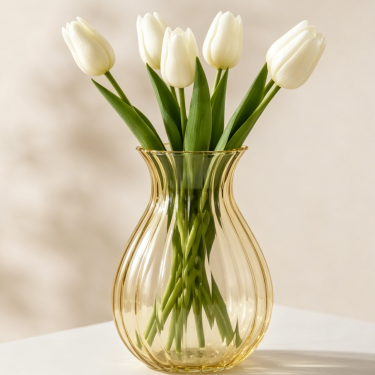 Blown Glass Vase Elegant Amber Decorative Flower Vase Modern Table Centerpiece Home Wedding Event Floral Display