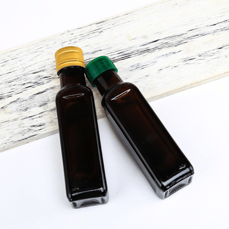 Bulk Small 100ml Empty Square Amber food grade Oil Olive Oil wine Glass Bottles