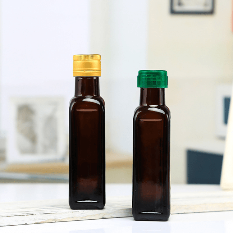 Bulk Small 100ml Empty Square Amber food grade Oil Olive Oil wine Glass Bottles
